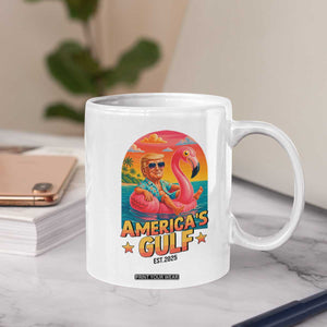 Americas Gulf Est 2025 Coffee Mug Funny Trump Flamingo Float Patriotic Beach TS02 Print Your Wear
