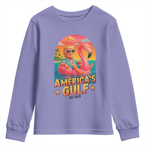Americas Gulf Est 2025 Youth Sweatshirt Funny Trump Flamingo Float Patriotic Beach TS02 Violet Print Your Wear