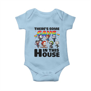 There's Some Gays in This House Baby Onesie Funny LGBTQ+ Horror Character Pride Mashup TS02 Light Blue Print Your Wear