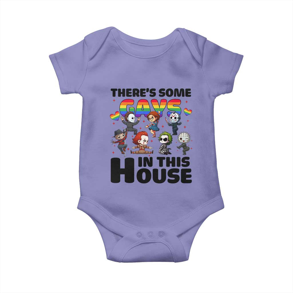 There's Some Gays in This House Baby Onesie Funny LGBTQ+ Horror Character Pride Mashup TS02 Violet Print Your Wear
