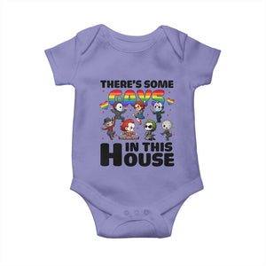 There's Some Gays in This House Baby Onesie Funny LGBTQ+ Horror Character Pride Mashup TS02 Violet Print Your Wear