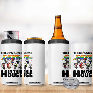 There's Some Gays in This House 4 in 1 Can Cooler Tumbler Funny LGBTQ+ Horror Character Pride Mashup TS02 Print Your Wear
