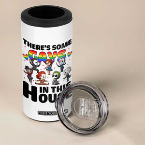 There's Some Gays in This House 4 in 1 Can Cooler Tumbler Funny LGBTQ+ Horror Character Pride Mashup TS02 Print Your Wear
