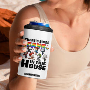 There's Some Gays in This House 4 in 1 Can Cooler Tumbler Funny LGBTQ+ Horror Character Pride Mashup TS02 Print Your Wear