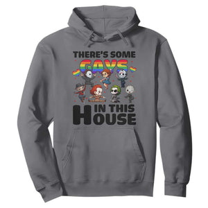 There's Some Gays in This House Hoodie Funny LGBTQ+ Horror Character Pride Mashup TS02 Charcoal Print Your Wear