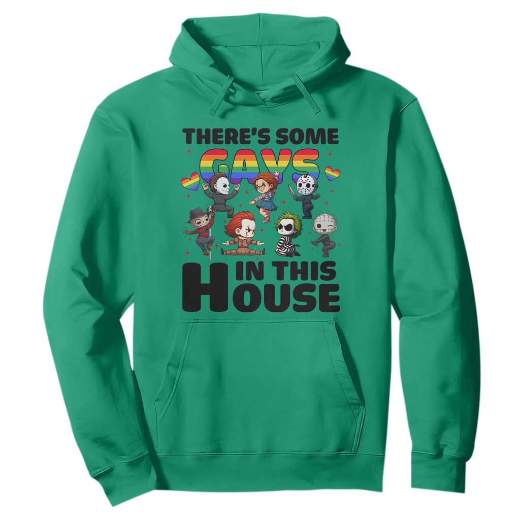 There's Some Gays in This House Hoodie Funny LGBTQ+ Horror Character Pride Mashup TS02 Irish Green Print Your Wear