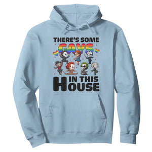 There's Some Gays in This House Hoodie Funny LGBTQ+ Horror Character Pride Mashup TS02 Light Blue Print Your Wear