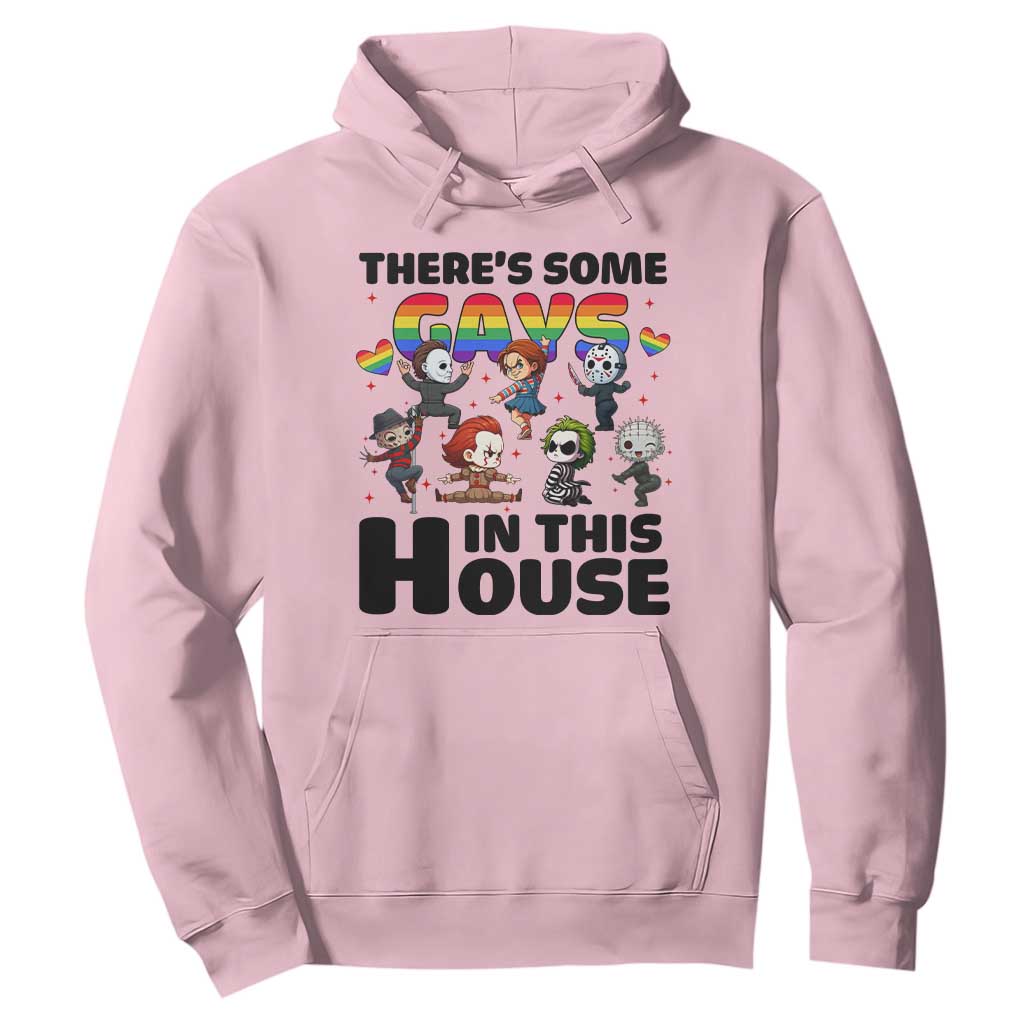 There's Some Gays in This House Hoodie Funny LGBTQ+ Horror Character Pride Mashup TS02 Light Pink Print Your Wear