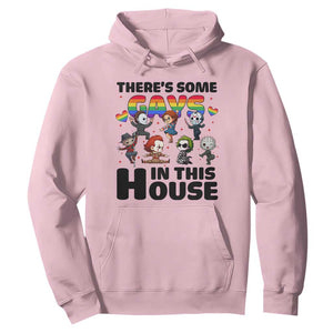 There's Some Gays in This House Hoodie Funny LGBTQ+ Horror Character Pride Mashup TS02 Light Pink Print Your Wear