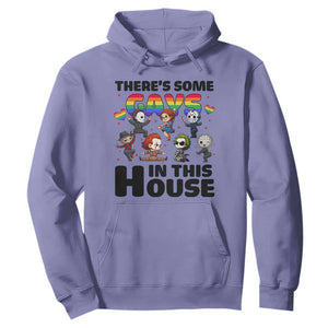 There's Some Gays in This House Hoodie Funny LGBTQ+ Horror Character Pride Mashup TS02 Violet Print Your Wear