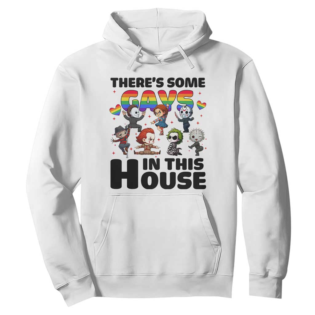 There's Some Gays in This House Hoodie Funny LGBTQ+ Horror Character Pride Mashup TS02 White Print Your Wear
