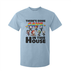 There's Some Gays in This House T Shirt For Kid Funny LGBTQ+ Horror Character Pride Mashup TS02 Light Blue Print Your Wear