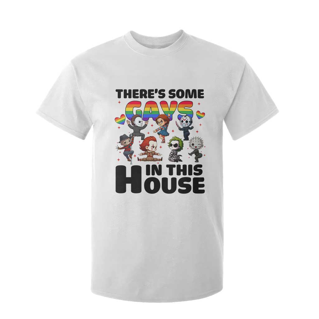 There's Some Gays in This House T Shirt For Kid Funny LGBTQ+ Horror Character Pride Mashup TS02 White Print Your Wear