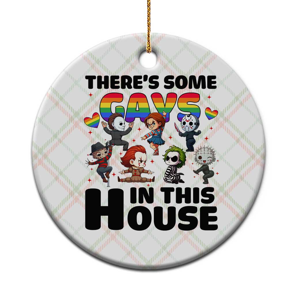 There's Some Gays in This House Ceramic Ornament Funny LGBTQ+ Horror Character Pride Mashup TS02 1pc Christmas Plaid Print Your Wear