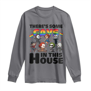 There's Some Gays in This House Long Sleeve Shirt Funny LGBTQ+ Horror Character Pride Mashup TS02 Charcoal Print Your Wear