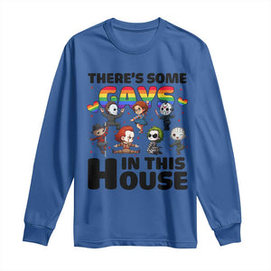 There's Some Gays in This House Long Sleeve Shirt Funny LGBTQ+ Horror Character Pride Mashup TS02 Royal Blue Print Your Wear