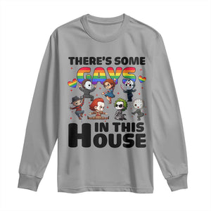 There's Some Gays in This House Long Sleeve Shirt Funny LGBTQ+ Horror Character Pride Mashup TS02 Sport Gray Print Your Wear