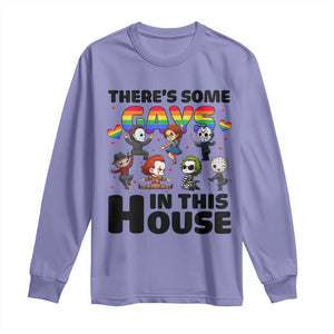 There's Some Gays in This House Long Sleeve Shirt Funny LGBTQ+ Horror Character Pride Mashup TS02 Violet Print Your Wear