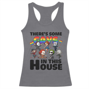 There's Some Gays in This House Racerback Tank Top Funny LGBTQ+ Horror Character Pride Mashup TS02 Charcoal Print Your Wear
