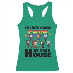 There's Some Gays in This House Racerback Tank Top Funny LGBTQ+ Horror Character Pride Mashup TS02 Irish Green Print Your Wear