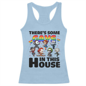 There's Some Gays in This House Racerback Tank Top Funny LGBTQ+ Horror Character Pride Mashup TS02 Light Blue Print Your Wear