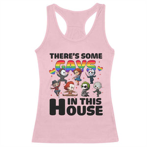 There's Some Gays in This House Racerback Tank Top Funny LGBTQ+ Horror Character Pride Mashup TS02 Light Pink Print Your Wear