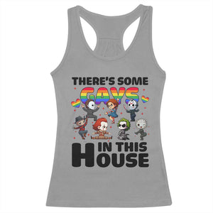 There's Some Gays in This House Racerback Tank Top Funny LGBTQ+ Horror Character Pride Mashup TS02 Sport Gray Print Your Wear