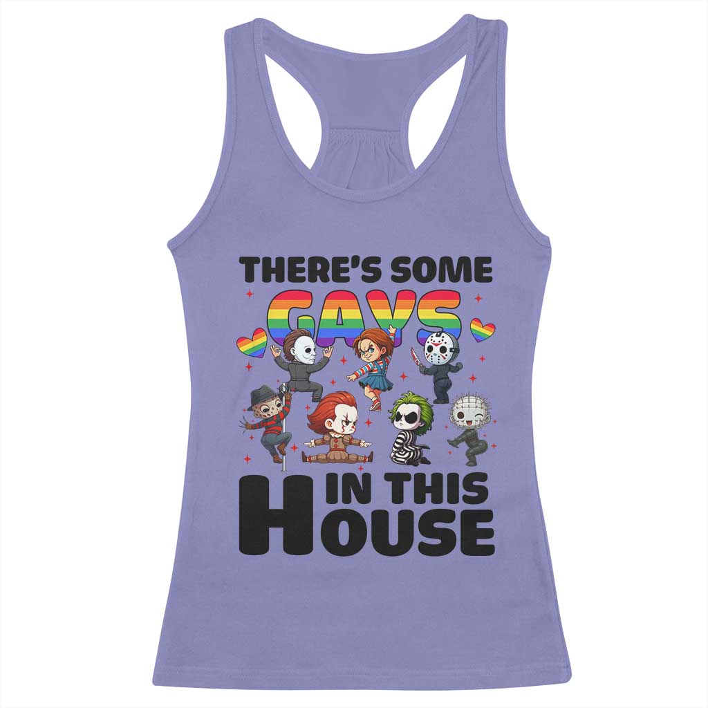There's Some Gays in This House Racerback Tank Top Funny LGBTQ+ Horror Character Pride Mashup TS02 Violet Print Your Wear