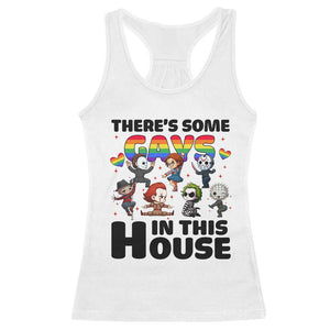 There's Some Gays in This House Racerback Tank Top Funny LGBTQ+ Horror Character Pride Mashup TS02 White Print Your Wear