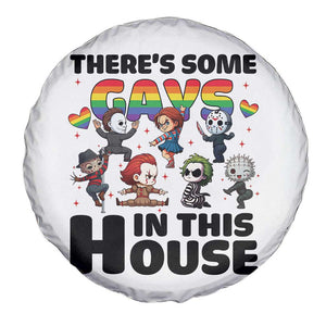 There's Some Gays in This House Spare Tire Cover Funny LGBTQ+ Horror Character Pride Mashup TS02 Print Your Wear