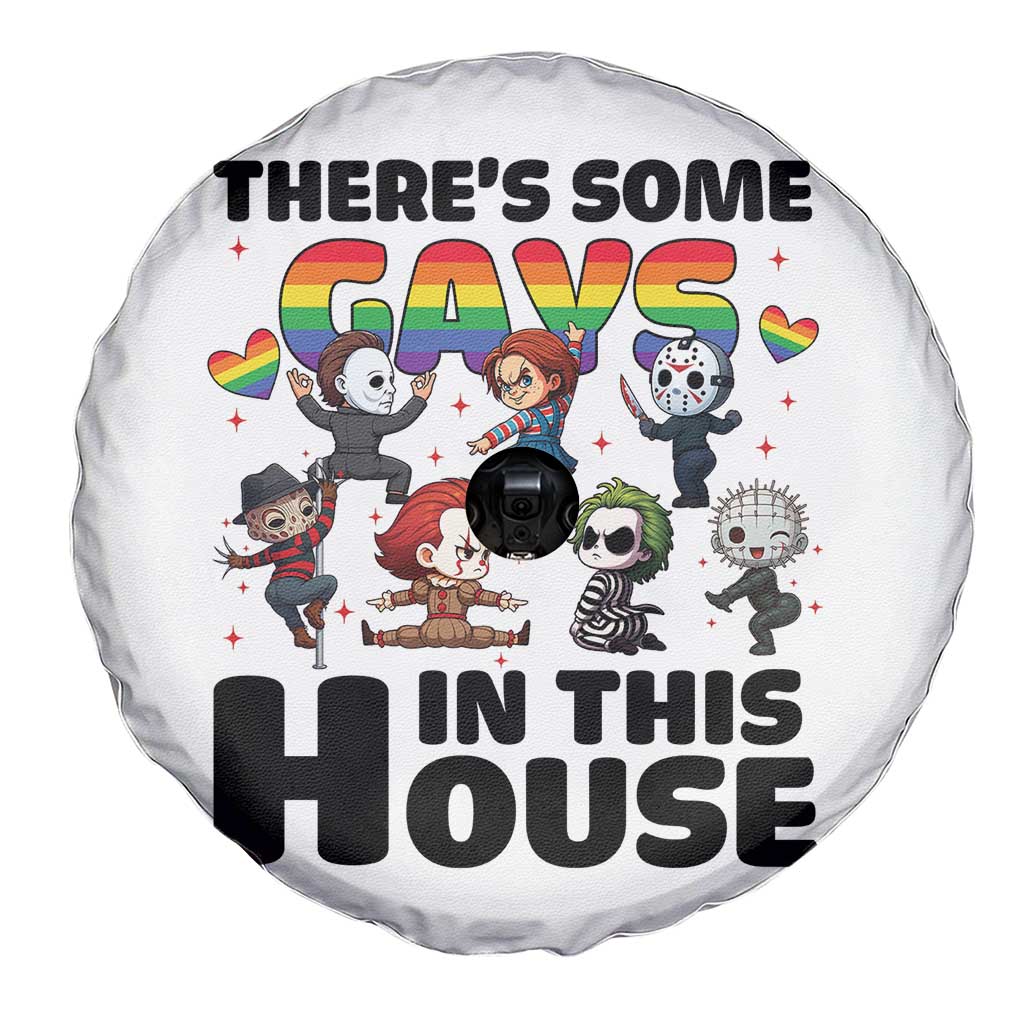 There's Some Gays in This House Spare Tire Cover Funny LGBTQ+ Horror Character Pride Mashup TS02 Print Your Wear