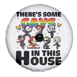 There's Some Gays in This House Spare Tire Cover Funny LGBTQ+ Horror Character Pride Mashup TS02 Print Your Wear