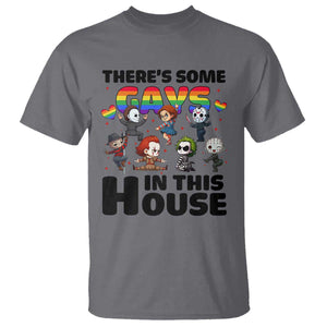 There's Some Gays in This House T Shirt Funny LGBTQ+ Horror Character Pride Mashup TS02 Charcoal Print Your Wear