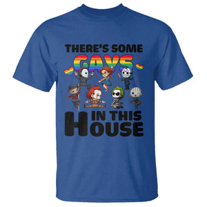 There's Some Gays in This House T Shirt Funny LGBTQ+ Horror Character Pride Mashup TS02 Royal Blue Print Your Wear