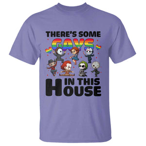 There's Some Gays in This House T Shirt Funny LGBTQ+ Horror Character Pride Mashup TS02 Violet Print Your Wear