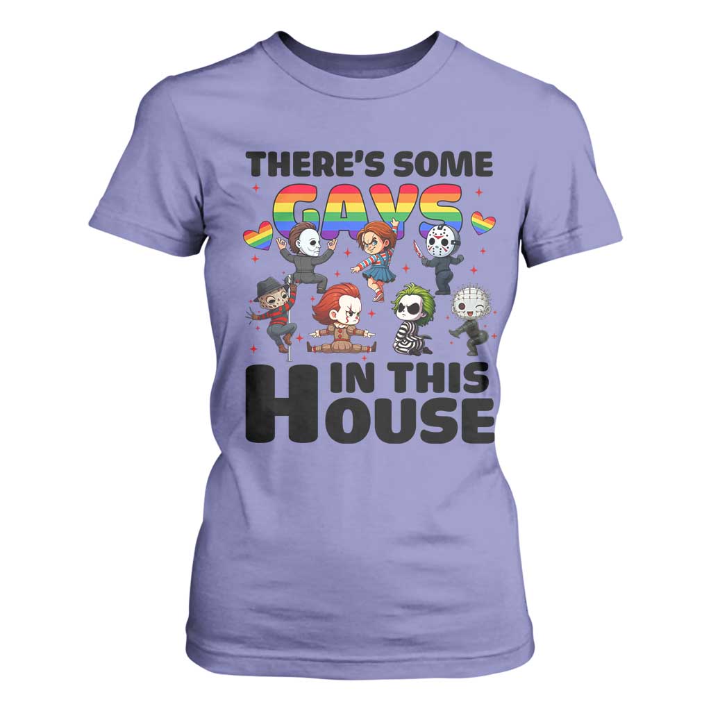 There's Some Gays in This House T Shirt For Women Funny LGBTQ+ Horror Character Pride Mashup TS02 Violet Print Your Wear