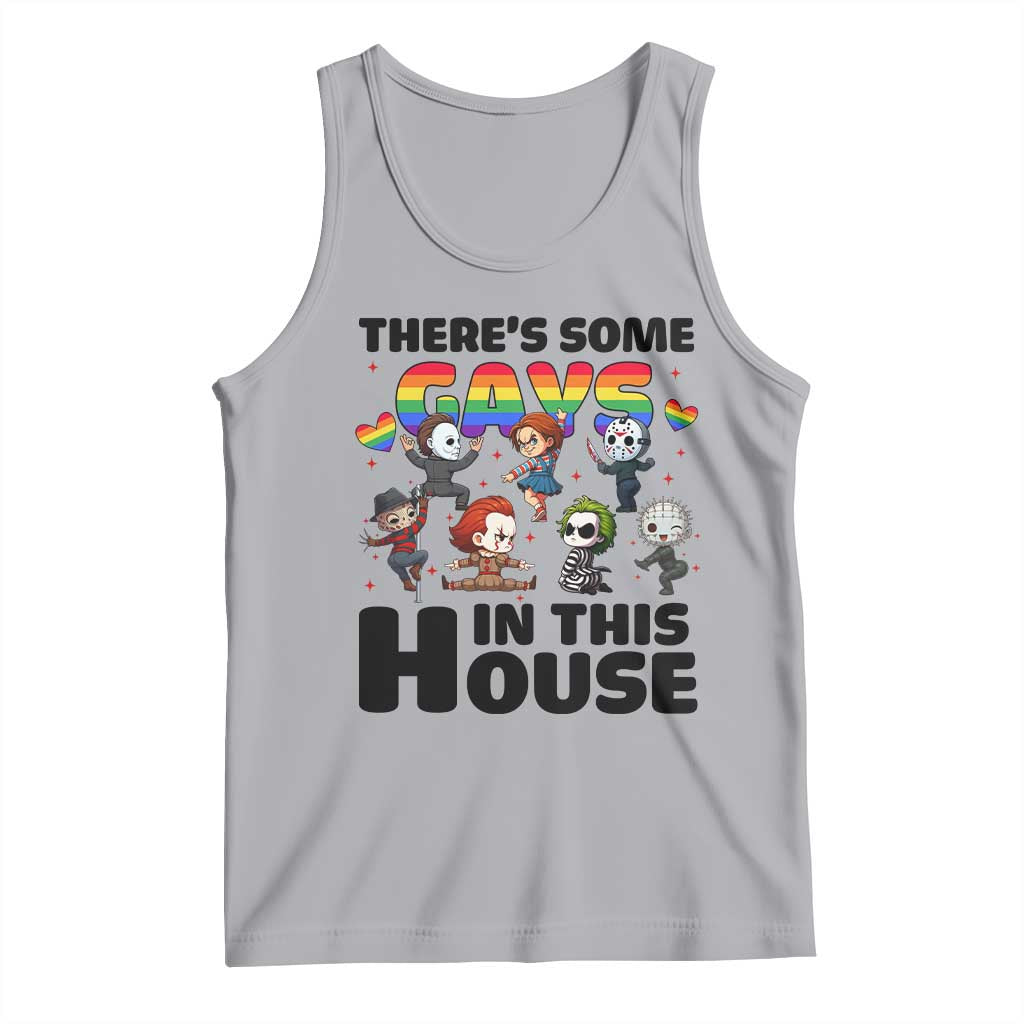 There's Some Gays in This House Tank Top Funny LGBTQ+ Horror Character Pride Mashup TS02 Athletic Heather Print Your Wear