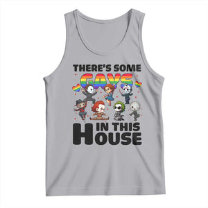 There's Some Gays in This House Tank Top Funny LGBTQ+ Horror Character Pride Mashup TS02 Athletic Heather Print Your Wear