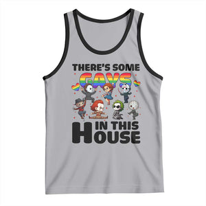 There's Some Gays in This House Tank Top Funny LGBTQ+ Horror Character Pride Mashup TS02 Athletic Heather Black Print Your Wear