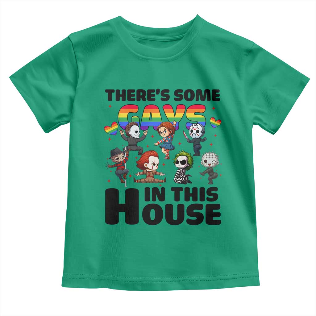 There's Some Gays in This House Toddler T Shirt Funny LGBTQ+ Horror Character Pride Mashup TS02 Irish Green Print Your Wear