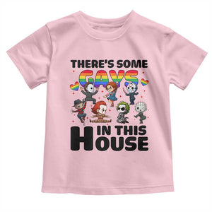 There's Some Gays in This House Toddler T Shirt Funny LGBTQ+ Horror Character Pride Mashup TS02 Light Pink Print Your Wear