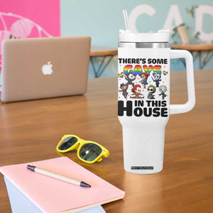 There's Some Gays in This House Tumbler With Handle Funny LGBTQ+ Horror Character Pride Mashup TS02 Print Your Wear
