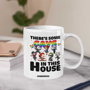 There's Some Gays in This House Coffee Mug Funny LGBTQ+ Horror Character Pride Mashup TS02 Print Your Wear