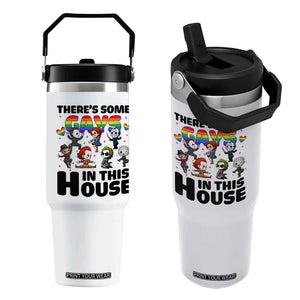 There's Some Gays in This House Flip Straw Tumbler Funny LGBTQ+ Horror Character Pride Mashup TS02 One Size: 30 oz White Print Your Wear
