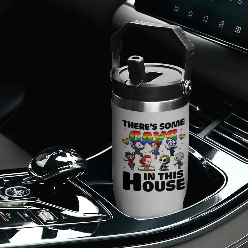 There's Some Gays in This House Flip Straw Tumbler Funny LGBTQ+ Horror Character Pride Mashup TS02 Print Your Wear