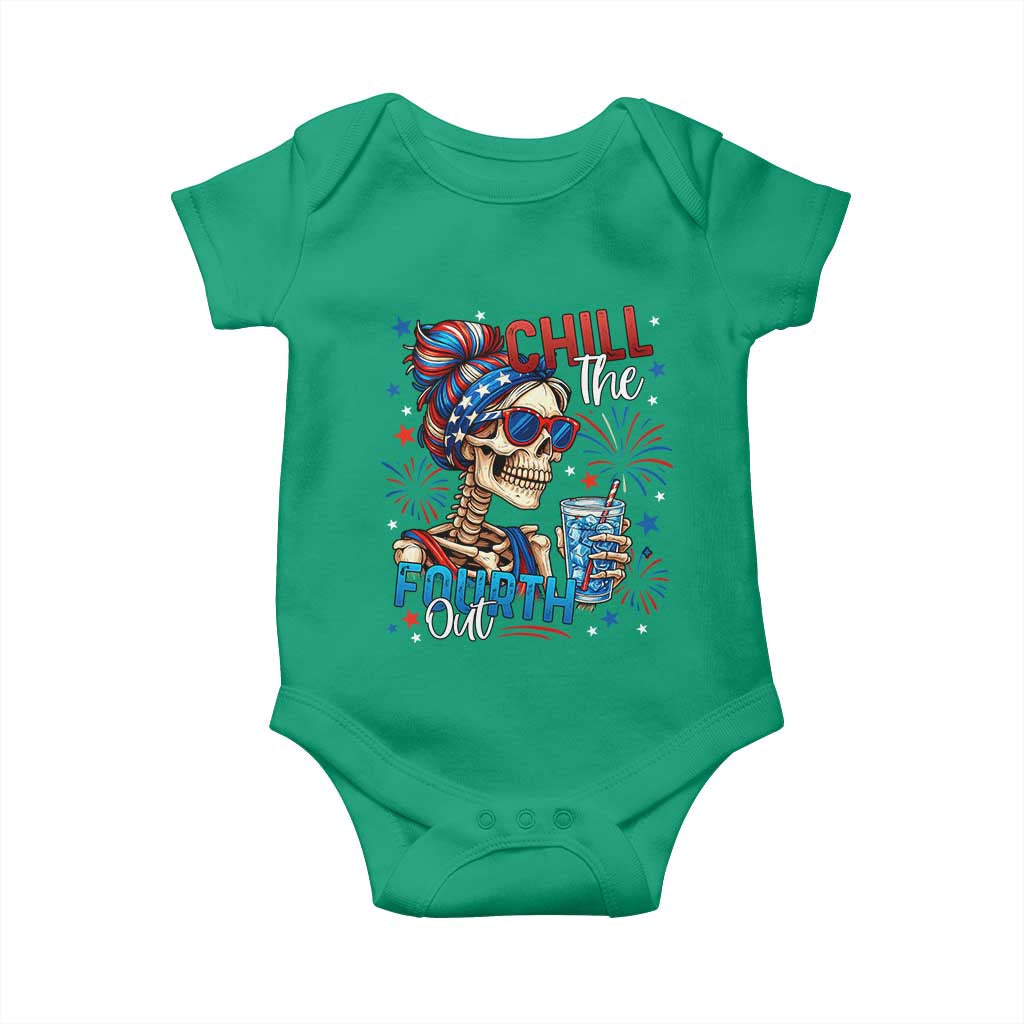 Chill the Fourth Out Skeleton Baby Onesie Funny Patriotic 4th of July Fireworks Party TS02 Irish Green Print Your Wear