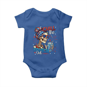Chill the Fourth Out Skeleton Baby Onesie Funny Patriotic 4th of July Fireworks Party TS02 Royal Blue Print Your Wear