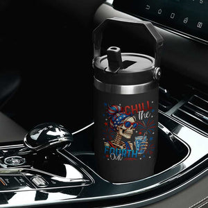 Chill the Fourth Out Skeleton Flip Straw Tumbler Funny Patriotic 4th of July Fireworks Party TS02 Print Your Wear