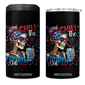 Chill the Fourth Out Skeleton 4 in 1 Can Cooler Tumbler Funny Patriotic 4th of July Fireworks Party TS02 One Size: 16 oz Black Print Your Wear