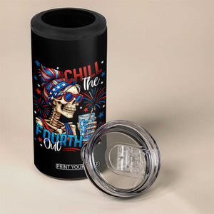 Chill the Fourth Out Skeleton 4 in 1 Can Cooler Tumbler Funny Patriotic 4th of July Fireworks Party TS02 Print Your Wear